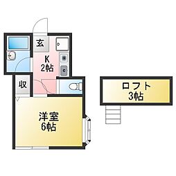 カサデルソル 1Kの間取図画像