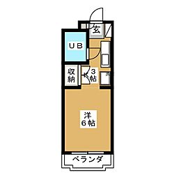 白楽スカイハイツ ワンルームの間取図画像