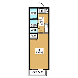 オアシス 1Kの間取図画像