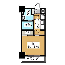 パークアクシス横浜反町公園 1Kの間取図画像