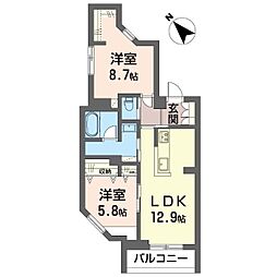 クオリスタ 2LDKの間取図画像