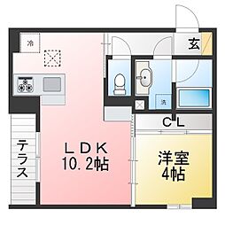 D'Bless和田町 1LDKの間取図画像
