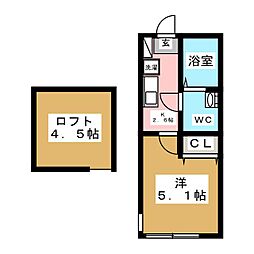 ヴォルフスガルテンB棟 1Kの間取図画像