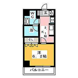 CityLuxTobe 1Kの間取図画像