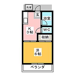 オークサイド北村 1Kの間取図画像