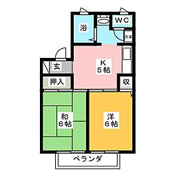 グリーンハイツ峰沢 2Kの間取図画像