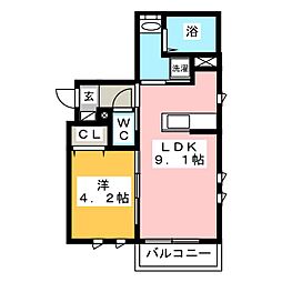 アレージュ 1LDKの間取図画像