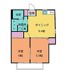 クレール 2DKの間取図画像