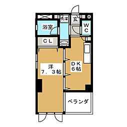 スターハイム 1DKの間取図画像