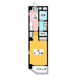 K129 1Kの間取図画像