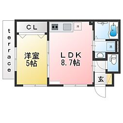グランデュール横濱国大A 1LDKの間取図画像