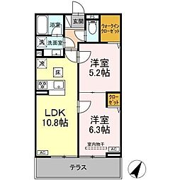 横浜市保土ケ谷区上菅田町アパート 2LDKの間取図画像
