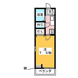 リモンハイツ 1Kの間取図画像