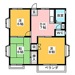 マロンハイムF 3DKの間取図画像