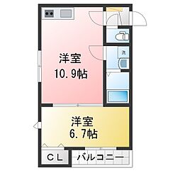 La-Crea ZII(ラクリエ・ゼットツー) 1LDKの間取図画像