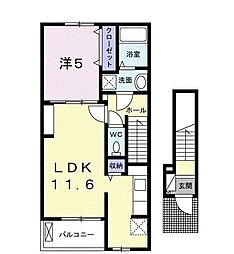 ルシアーノ 1LDKの間取図画像
