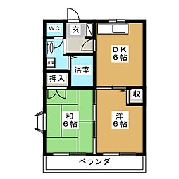 ロジュマン名瀬 2DKの間取図画像