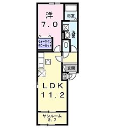 クレール増田 1LDKの間取図画像