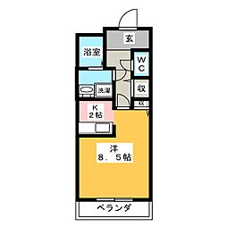 マインツ二俣川 1Kの間取図画像