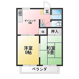 サニーハイツA 2DKの間取図画像