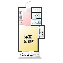 メゾンマキガハラ 1Kの間取図画像