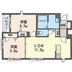 リラフォート 2LDKの間取図画像