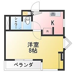 コンフォーム松浪 1Kの間取図画像