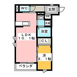 Contrail湘南 1LDKの間取図画像