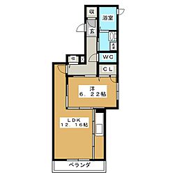 ティアコート茅ヶ崎 1LDKの間取図画像