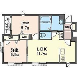 リラフォート 2LDKの間取図画像