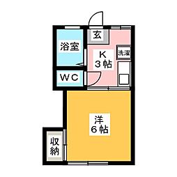 ハイツつるみね 1Kの間取図画像