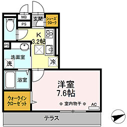ラ・カーサ 1Kの間取図画像