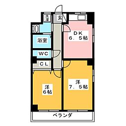 アーバンハイツ光陽2 2DKの間取図画像