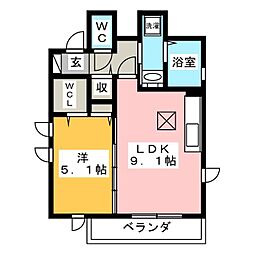 フリーデン・アイン 1LDKの間取図画像