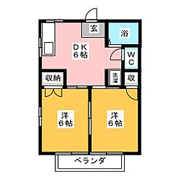 サマックスルミエール 2DKの間取図画像