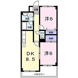 サザンウインド 2DKの間取図画像