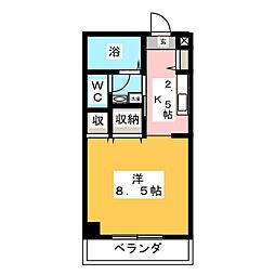 シュクレ大船 1Kの間取図画像
