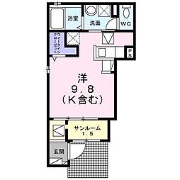 モアナサーフ ワンルームの間取図画像