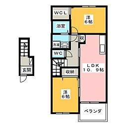 秋桜 2LDKの間取図画像