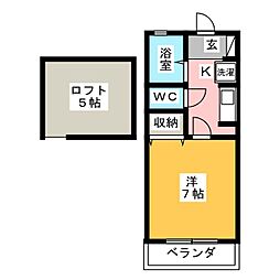 スカイコート 1Kの間取図画像