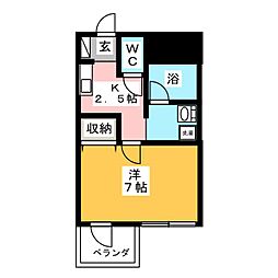 宮下ビル 1Kの間取図画像