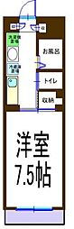 クランメール 1Kの間取図画像
