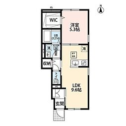 アムールゆめが丘2 1LDKの間取図画像