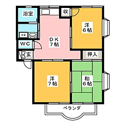 サンハイツ福島A 3DKの間取図画像