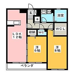 ルーフハウスA 2LDKの間取図画像