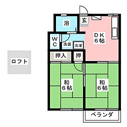 サンライズ湘南 2DKの間取図画像