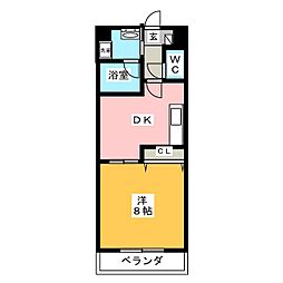 コンフォートプレイス 1DKの間取図画像