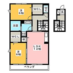 ディアベルジュ湘南台弐 2LDKの間取図画像