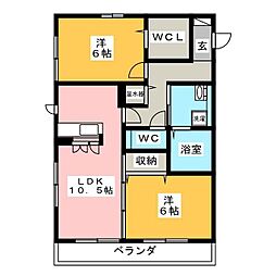 リベラマーロ 2LDKの間取図画像