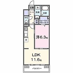 メゾン・ド・フロレゾン 1LDKの間取図画像